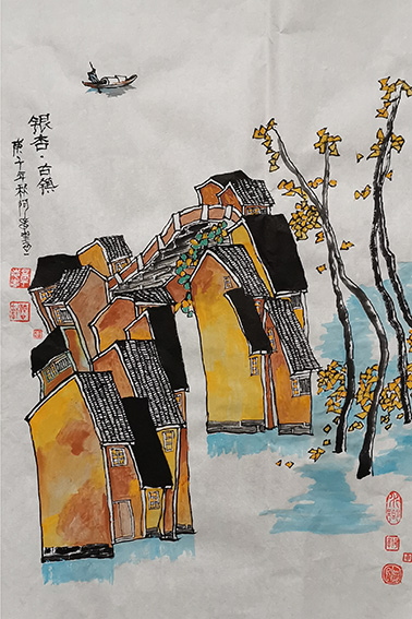 章志华作品11《银杏 古镇》